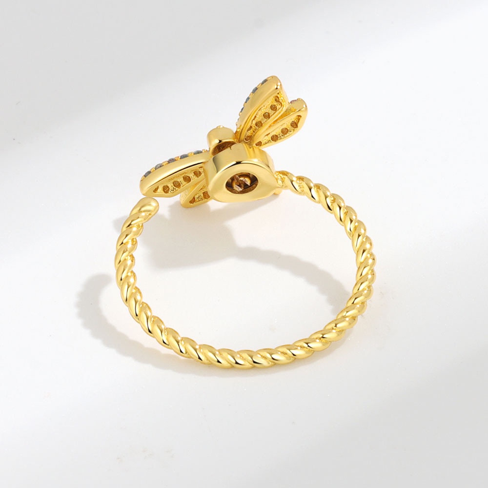 Nhẫn Xoay Hình Chuồn Chuồn Đính Kim Cương Giả Làm Quà Tặng Cho Bạn Gái