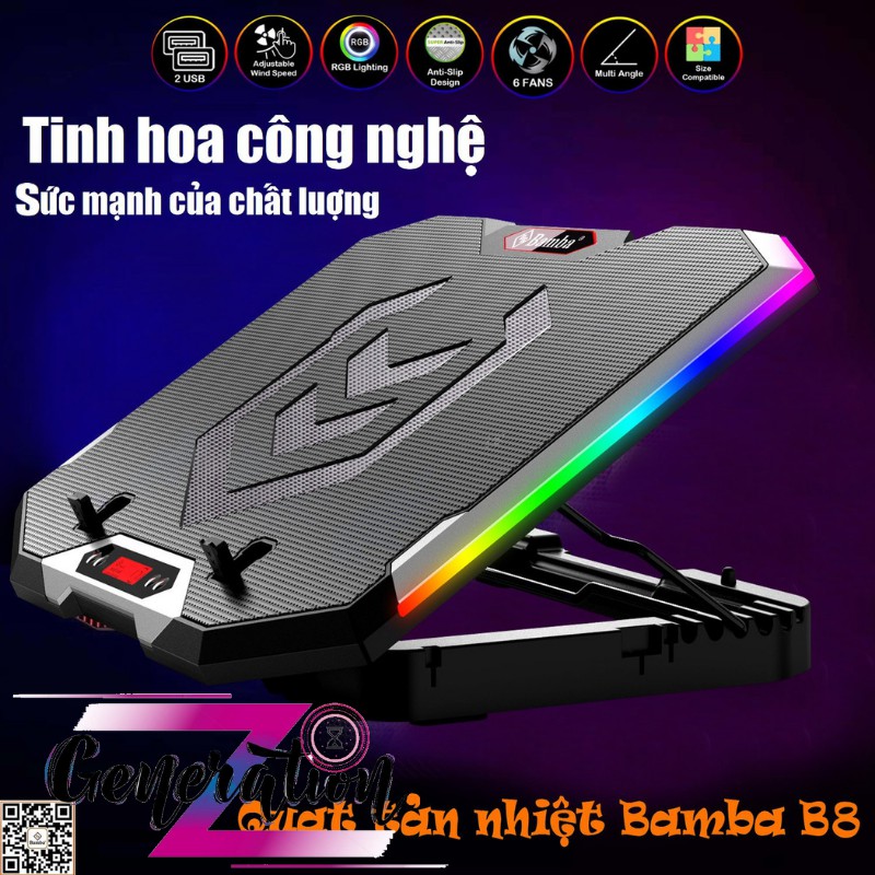 Đế tản nhiệt laptop Led RGB BAMBA B8