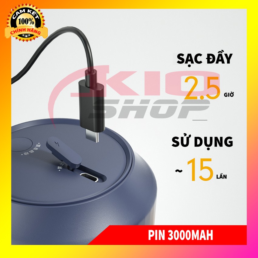 Máy xay [Xay Đá,INOX 304 ] Máy sinh tố cầm tay ❤FREESHIP ❤  Pin 3000 mAh - thiết bị xay sinh tố