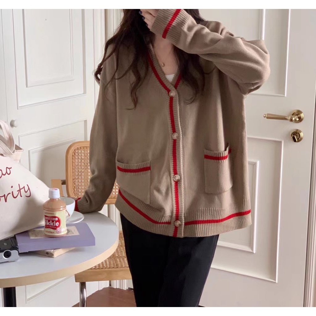Áo khoác len cardigan cổ v form rộng LENCLOTHING 8250