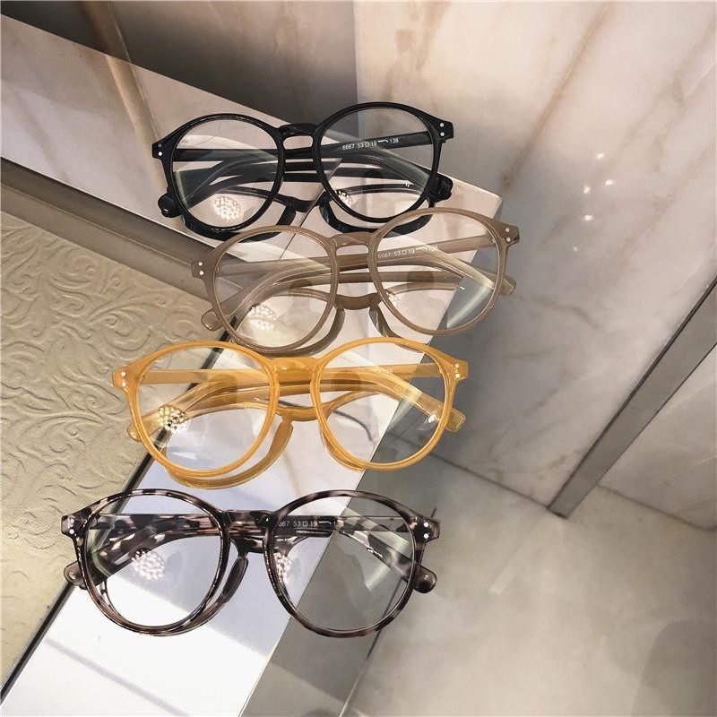 ∏❅☒retro ins ultra-light matte Kính gọng to đen nữ mặt tròn mỏng hơn cận thị xu hướng học sinh hàn quốc