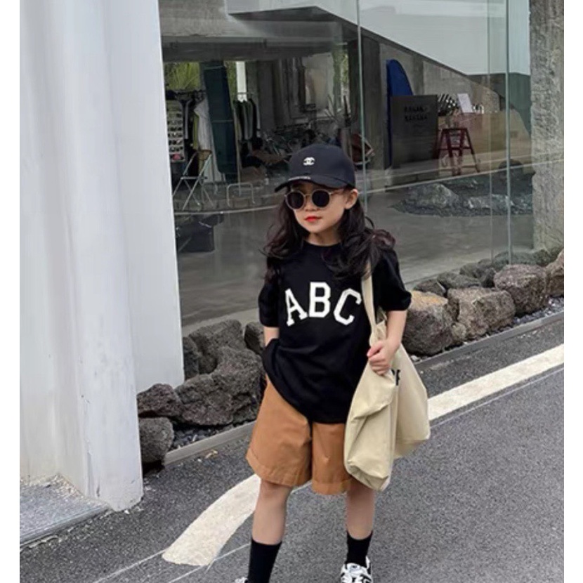 Áo thun tay lỡ ABC cho bé , áo thun unisex form rộng , Kid_genZ