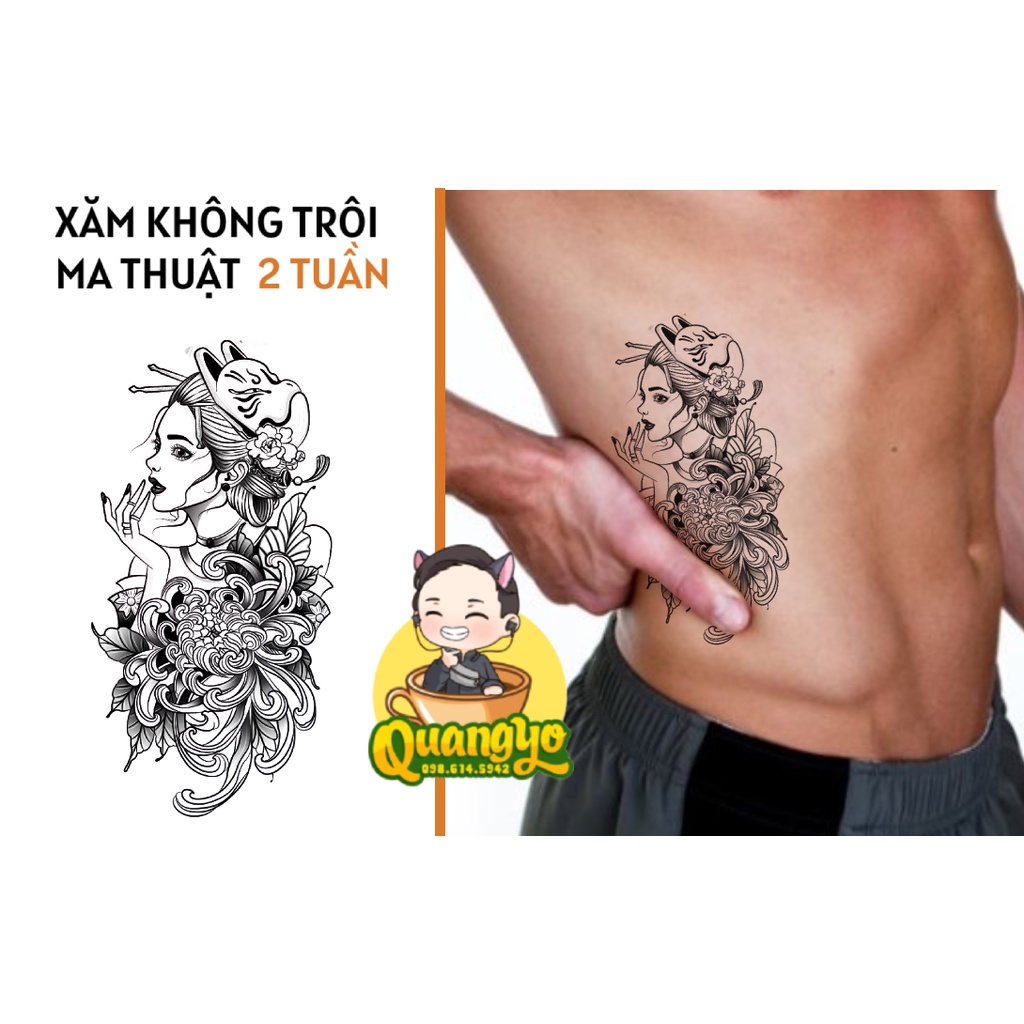 [TIKTOK TATTOO] Hình xăm cô gái mặt nạ hồ ly Nhật Bản 15 ngày như thật, Hình xăm ma thuật, Xăm giống Inkaholic