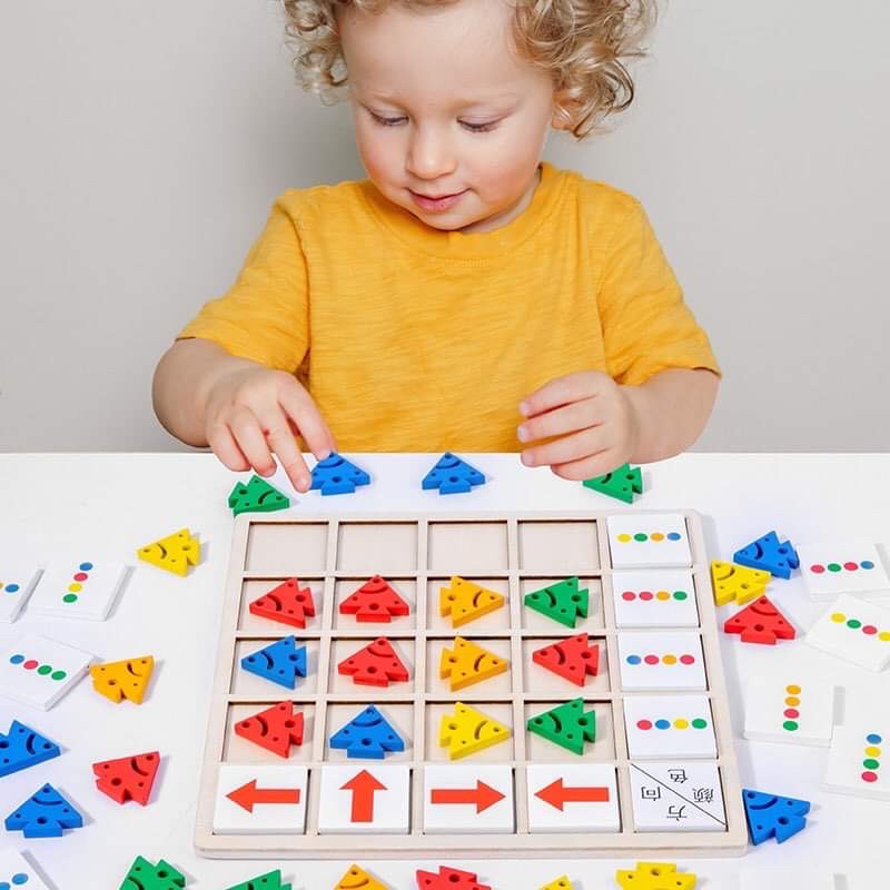 ĐỒ CHƠI TƯ DUY LOGIC PHƯƠNG HƯỚNG MÀU SẮC , GIÁO CỤ MONTESSORI