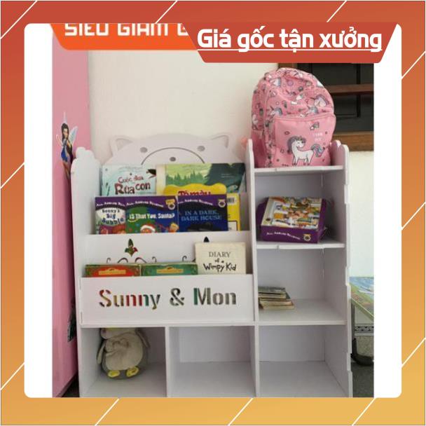 Kệ sách cho bé hình gấu kèm 5 ngăn chứa đồ đa năng chất liệu tốt bề đẹp