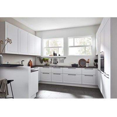 KITCHEN, Tủ bếp chữ U tân cổ điển gỗ công nghiệp cao cấp KIT_013, kệ bếp Scandi Home