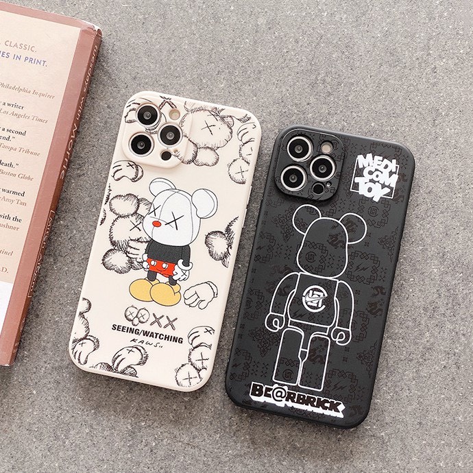 Ốp Lưng Iphone Cạnh Vuông, Bảo Vệ Camera In Hình Gấu Kaws ip 7Plus,8Plus,x,xs,xsmax,11,11promax,12,12promax,13,13promax