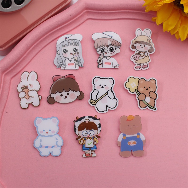 Sticker ghim cài trang trí balo đồ dùng cá nhân chủ đề chú bé ăn kem siêu dễ thương LILA SKEM