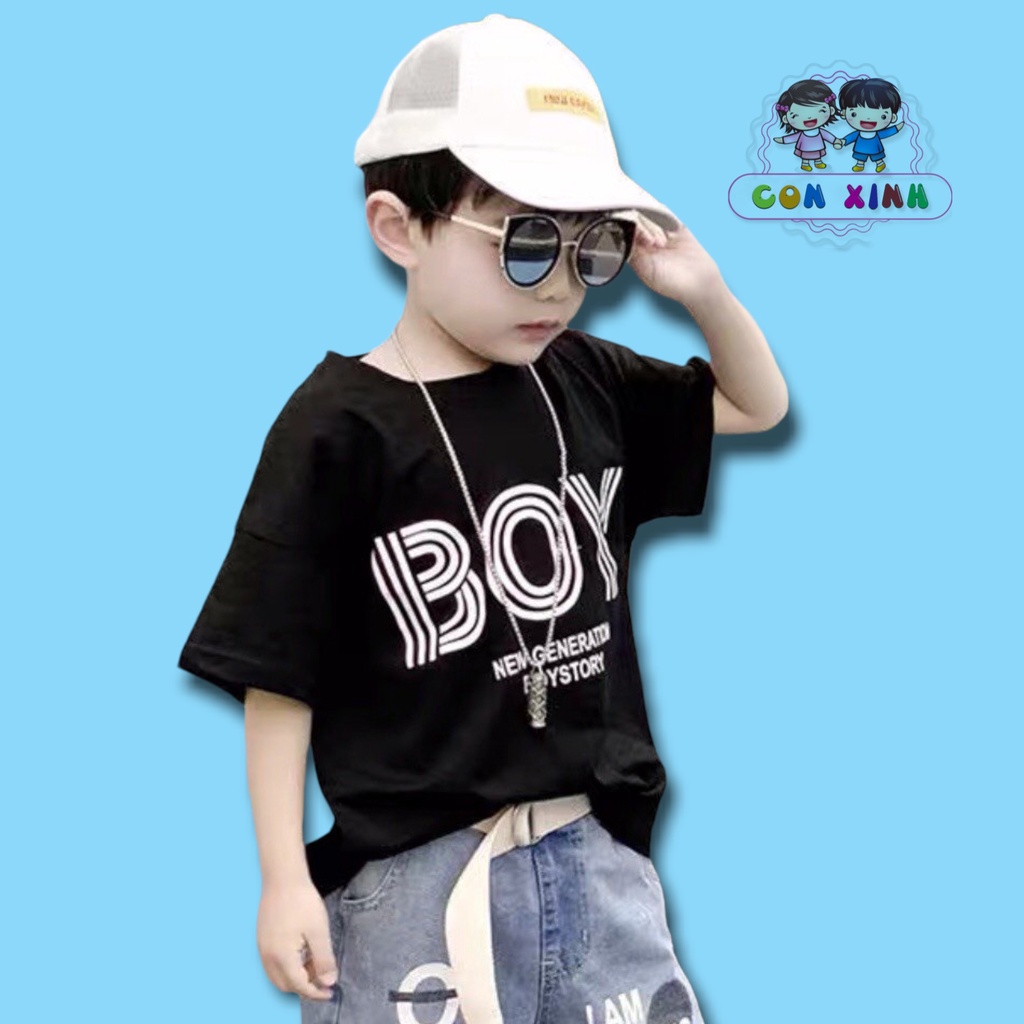 Áo thun bé trai Con Xinh cotton BOY STORY, áo thun trẻ em từ 5 đến 14 tuổi