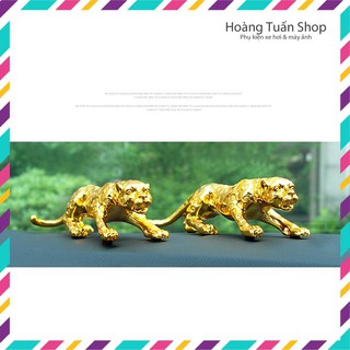 Tượng báo vàng tài lộc mạnh mẽ trang trí taplo nhà cửa sang trọng