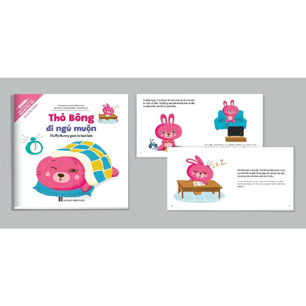 Sách Ehon Song Ngữ Việt Anh Kĩ năng sống Thỏ Bông có File nghe đọc bộ 5 cuốn