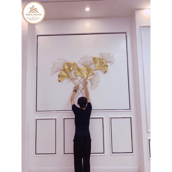 Tranh sắt treo tường, decor trang trí cao cấp. Bảo hành 3 năm. Lá xoè gingko