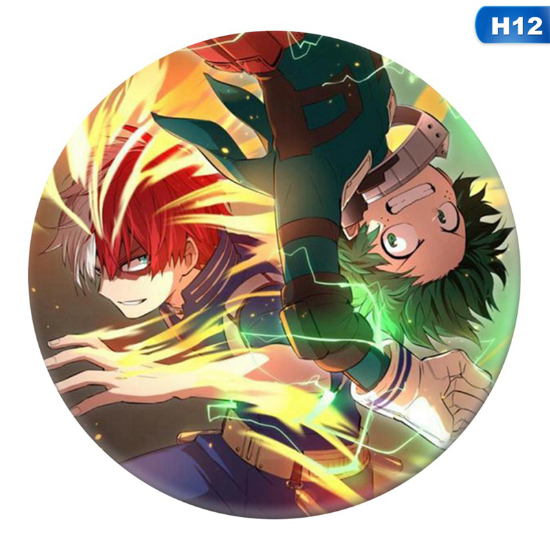 flowersqueen Ghim Cài Áo Hình Tròn Họa Tiết Nhân Vật Hoạt Hình My Hero Academia Để Trang Trí