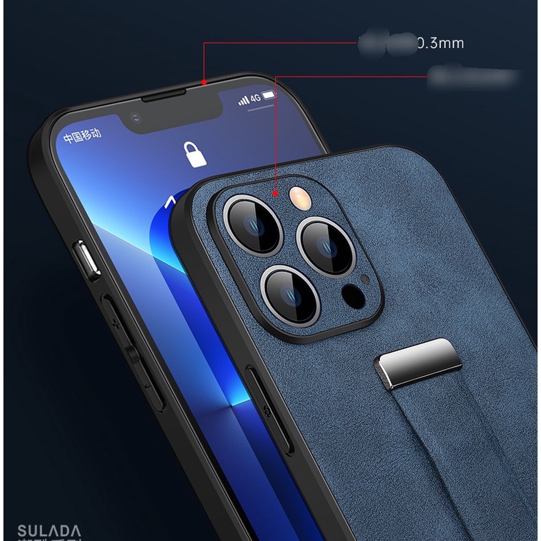 🌟CHÍNH HÃNG🌟 Ốp da SULADA sần cao cấp sang trọng KÈM MÓC TRÒN LUỒN TAY CHỐNG LƯNG iphone 14 PLUS  PRO MAX 6.1 6.70