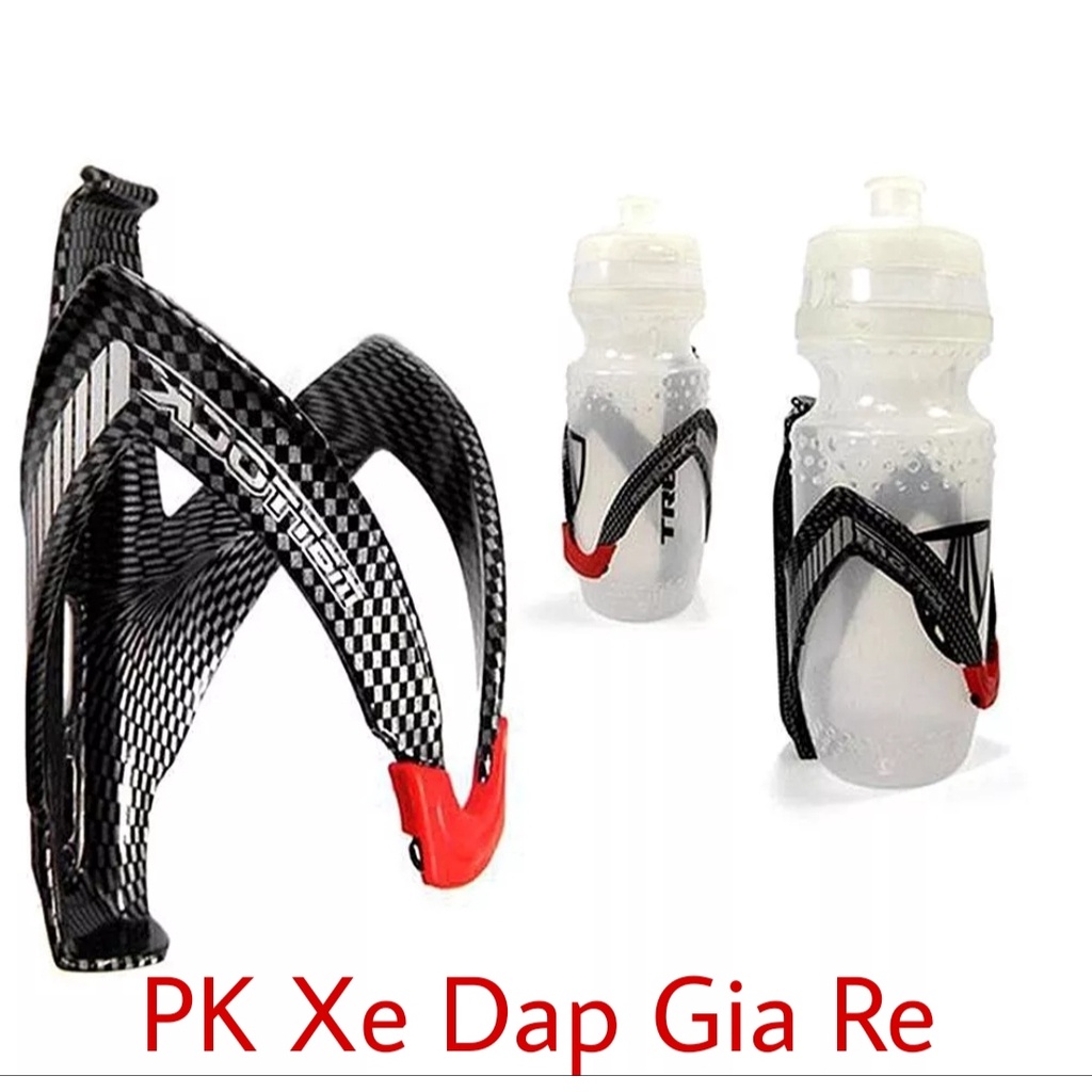 Giá đỡ bình nước treo xe đạp vân cacbon, Gọng nước nhựa vân cacbon cao cấp