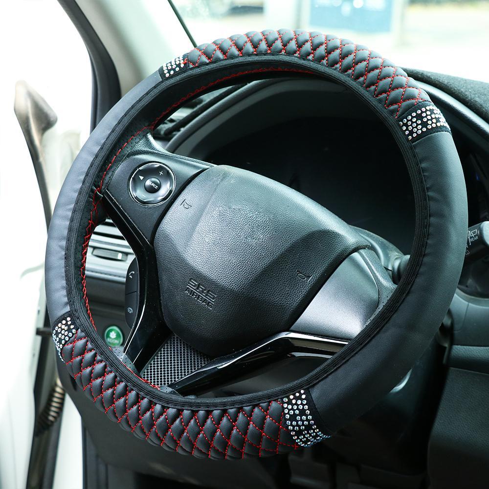 Vỏ Bọc Vô Lăng Xe Hơi Nhiều Màu SắcVỏ Bọc Vô Lăng Xe Hơi Bằng Da Co Giãn Thêu Họa Tiết