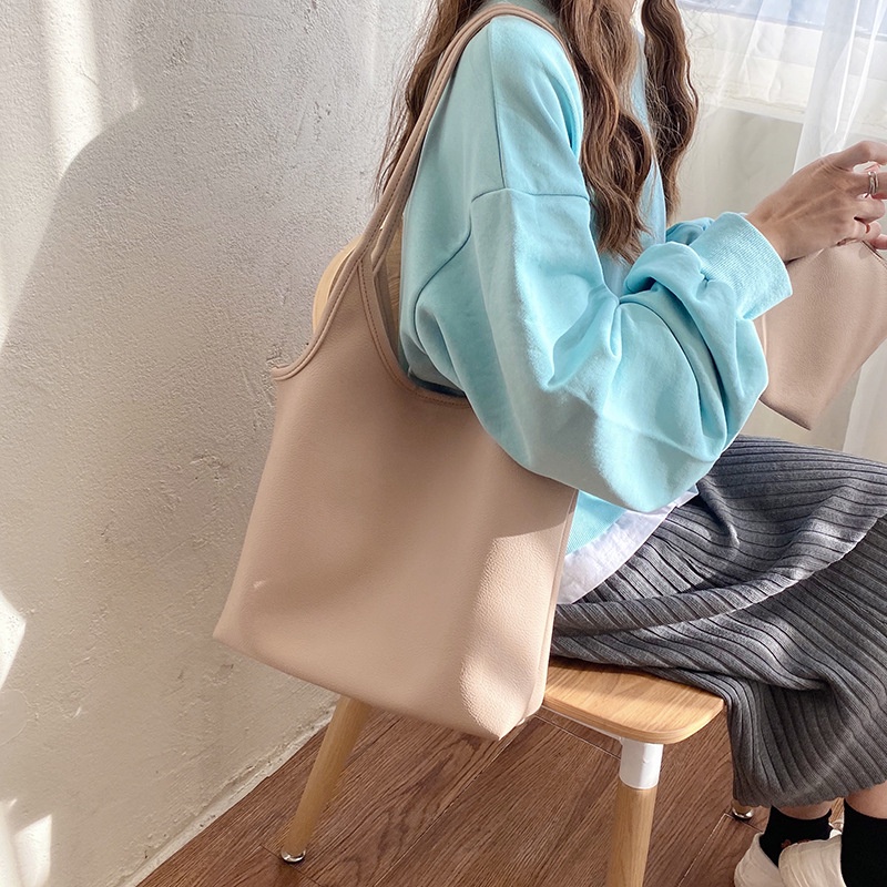 Túi Xách Đeo Vai Da Mềm Cỡ Lớn Phong Cách Hàn Quốc Sành Điệu Dành Cho Nữ