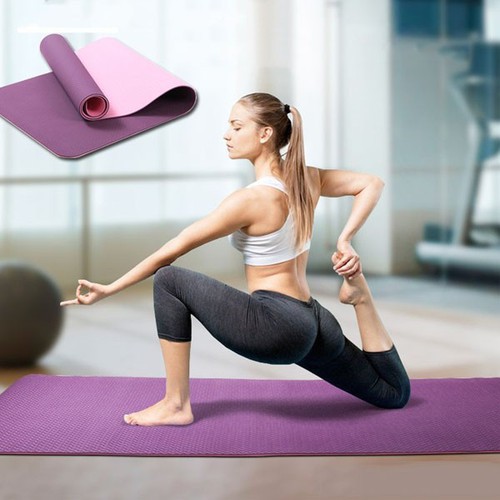 Thảm Tập Yoga Chống Trượt 2 Lớp Dày 6mm Chất Liệu Cao Su Non TPE Cao Cấp Tấm Thảm Tập Gym Thể Dục Tại Nhà Yoga