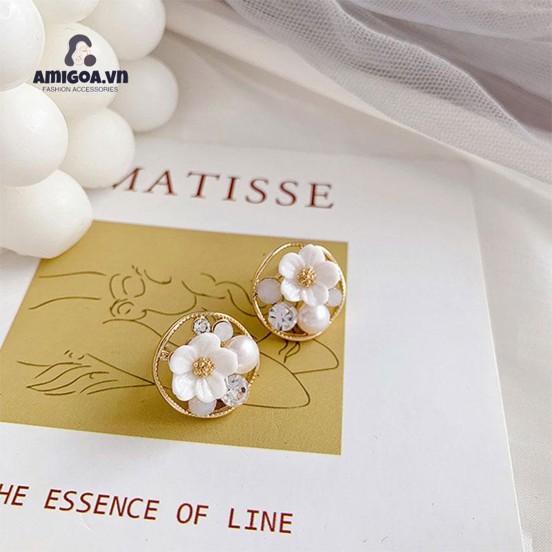 Bông Tai Mạ Bạc Dạng Xỏ Hình Học Cá Tính