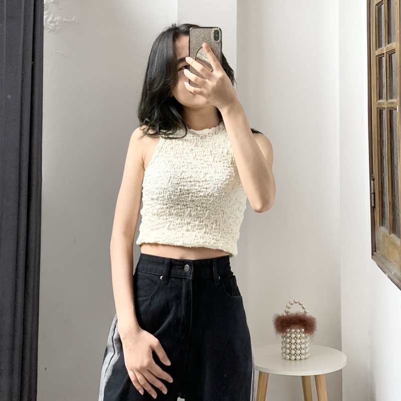 Áo ba lỗ nữ croptop dáng ôm body chất xốp nhăn co dãn 4 chiều hàng Quảng Châu cao cấp | WebRaoVat - webraovat.net.vn