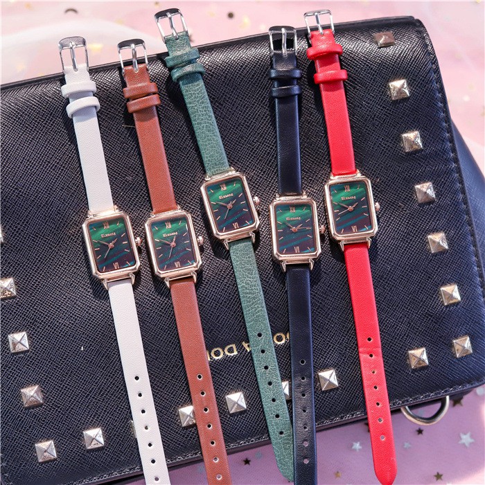 Đồng hồ nữ Ulzzang U012 măt chữ nhật dây da mềm đeo êm tay | BigBuy360 - bigbuy360.vn