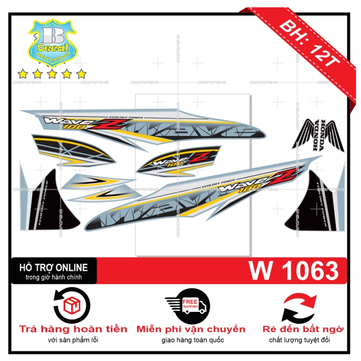 ( Quí khách vui lòng mang ra tiệm cho thợ dán ) Tem wave Z 2016 xanh xi măng