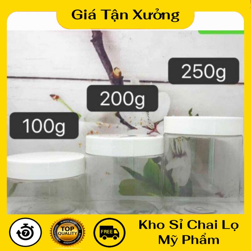 Hủ Đựng Kem ❤ TRÙM SỈ ❤ Hũ nhựa pet Trong Nắp Trắng 50g 100g 200g 250g 500g đựng mỹ phẩm, thực phẩm, đồ khô, ngũ cốc