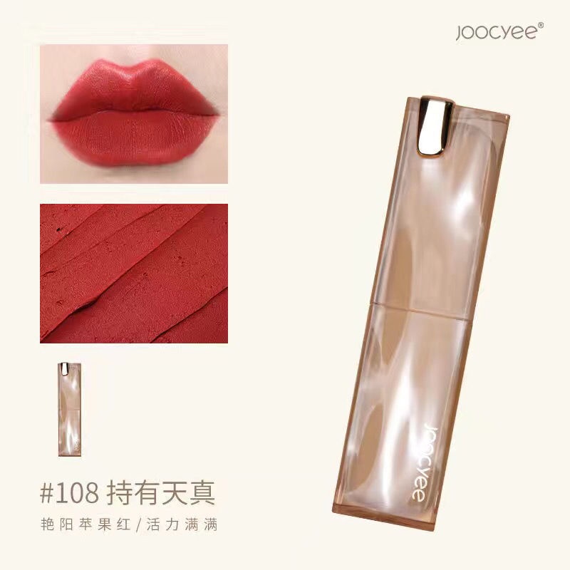 Joocyee 513 Toffee Lip Glaze Matte Water Wave Lipstick Xia Chan Water Light Son môi giữ ẩm và không phai màu Son kem lì không dính Kem chống dính Matte Matte Mirror 516
