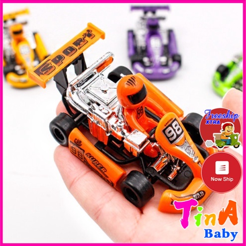 Đồ chơi xe đua F1 mini kéo lùi chạy cót nhiều màu chó bé E741