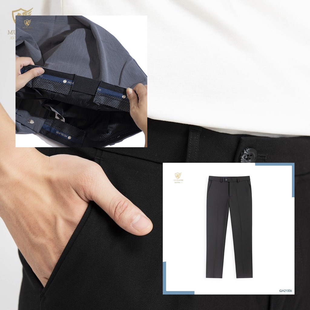Quần âu form dáng Slim fit hiện đại, trẻ trung . Màu sắc quần tây cơ bản lịch sự không kém phần sang trọng.