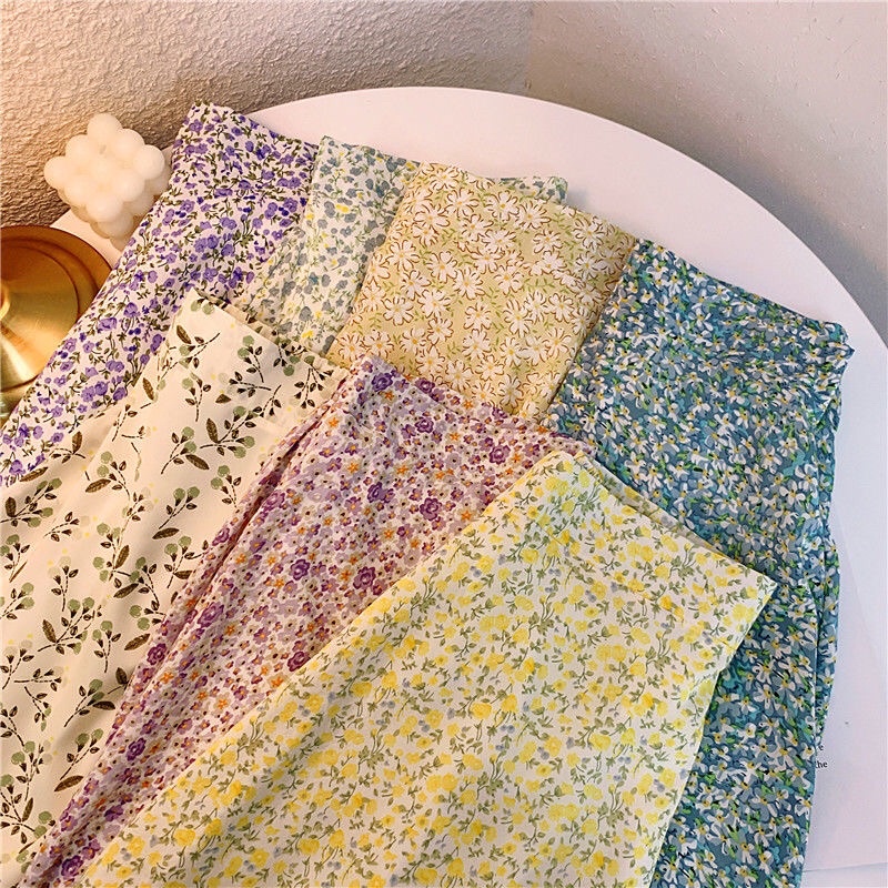 Chân váy hoa nhí nhiều màu chân váy dài xếp ly xòe vintage tiểu thư nhẹ nhàng eooshop