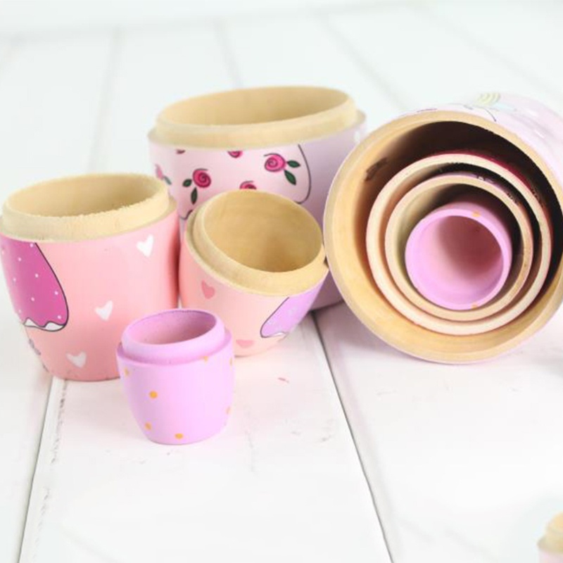 Bộ 5 Búp Bê Nga Bằng Gỗ Cho Bé Học Hỏi