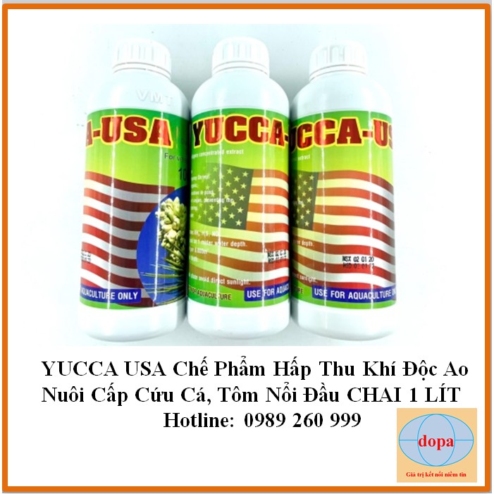 YUCCA USA CHAI 1 LÍT Chế Phẩm Hấp Thu Khí Độc Ao Nuôi Cấp Cứu Cá Tôm Nổi Đầu DOPA.COM.VN
