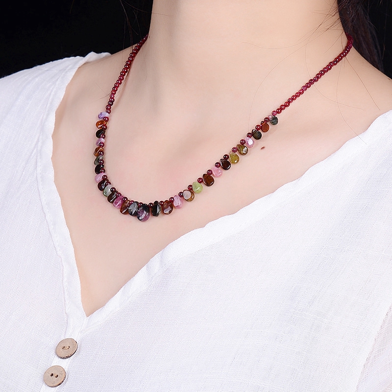 Luxury natural tourmaline crystal necklace