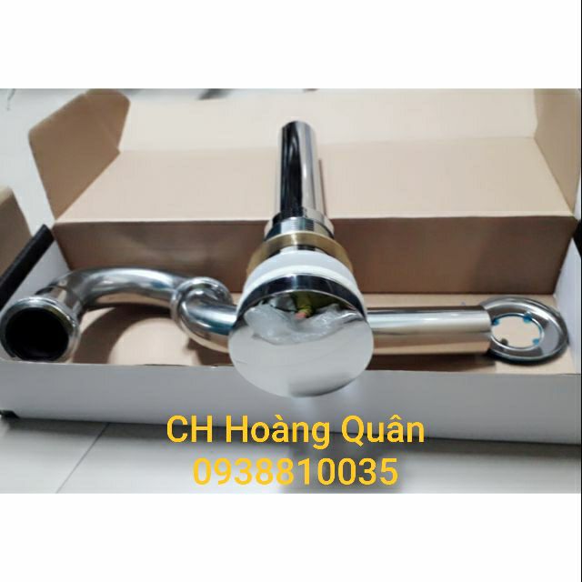 Bộ xả lavabo nút nhấn dùng cho chậu, tô đặt bàn ko có lỗ thoát nước bên vách chậu (xi phông chậu)