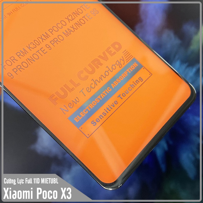Kính cường lực 11D cho Xiaomi Poco X3 NFC Full viền Đen MIETUBL