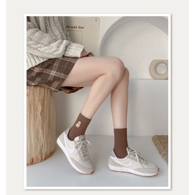 [Set 5 đôi] Tất gấu cao cổ len tăm co giãn phong cách trẻ trung,dễ thương TA14