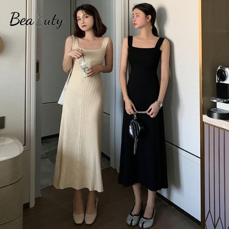 [MURIOKI] Đầm Dệt Kim Không Tay Cổ Vuông Dáng Chữ A Thời Trang Dành Cho Nữ