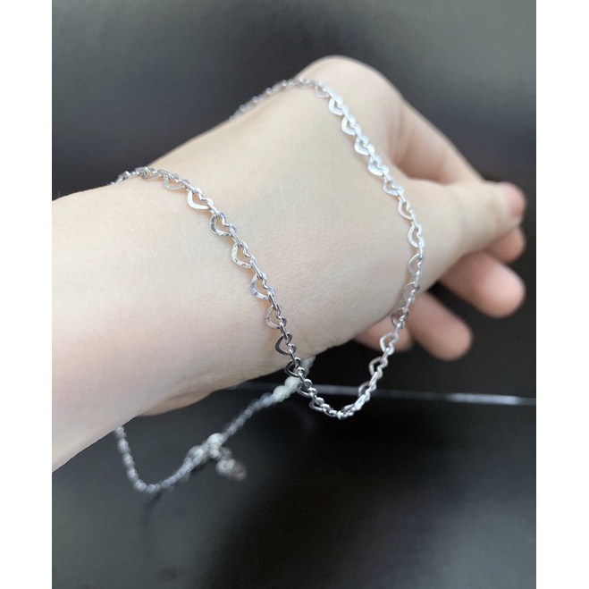 Dây chuyền nữ hình trái tim full dây xi bạch kim -Bạc cao cấp 925 xi bạch kim