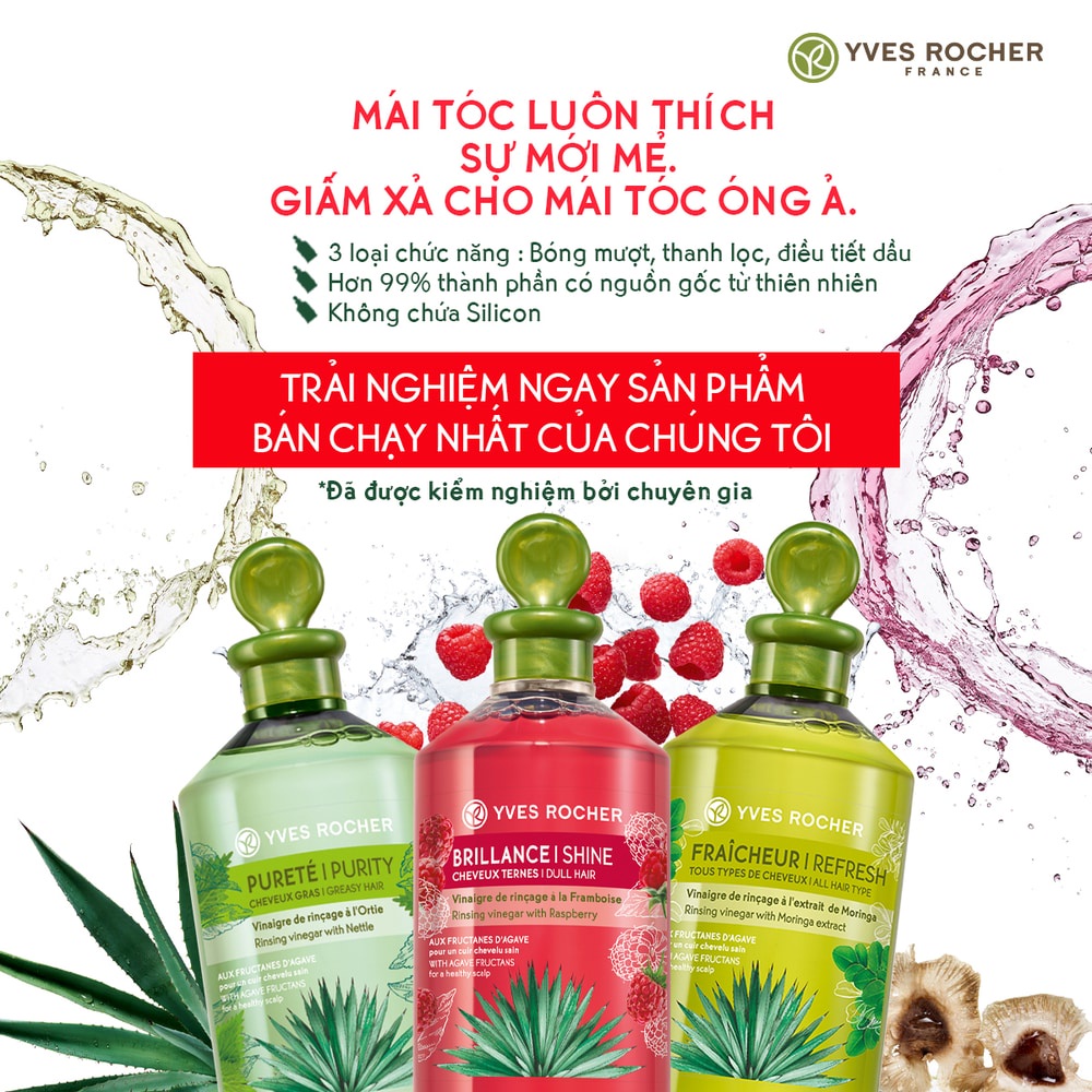 Giấm xả tóc Yves Rocher Mâm xôi đỏ Raspberry 400ml