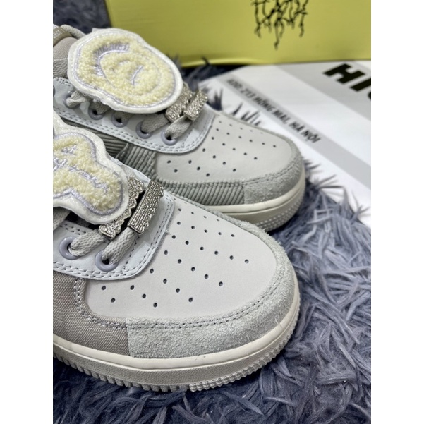 (Híu)Giầy Thể Thao Air Force 1 Low x Travis Scott Grey White Xám Bản Best |Đế Khâu |Lót Trần Bông