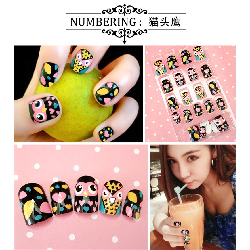 Bộ 24 móng tay giả nghệ thuật kèm keo dán tiện dụng MTY