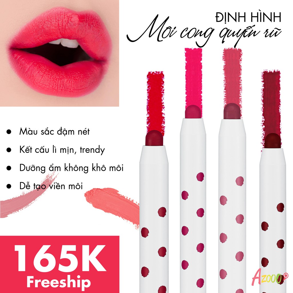 [Mã LTP50 giảm 50000 đơn 150000] Son bút chì Hàn Quốc Holika Holika Holipop Velvet dưỡng ẩm mềm mượt lâu trôi 1,7g