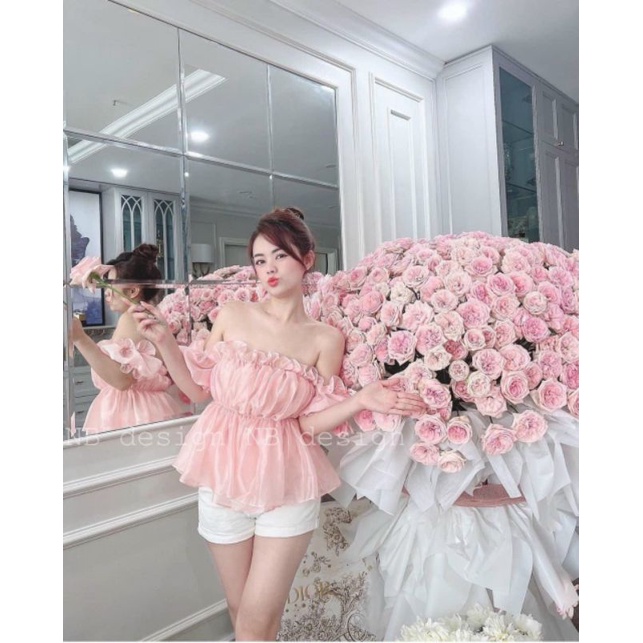 sét bộ voan bẹt vai tay lỡ xinh GB04078