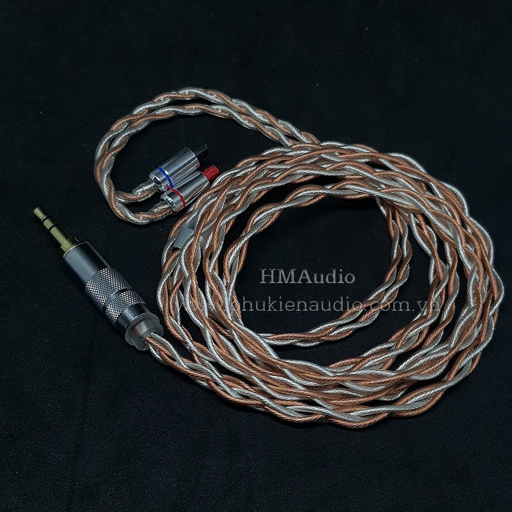 Dây tai nghe Hybrid đồng và đồng mạ bạc OFC 1.2mm tết 4 - Connector ATH IM01/02/03 IM50/ IM70