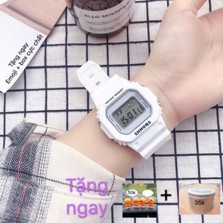 [Tặng ngay Emoji & box] Có video đồng hồ thể thao điện tử unisex - đồng hồ điện tử nam mặt vuông shhors