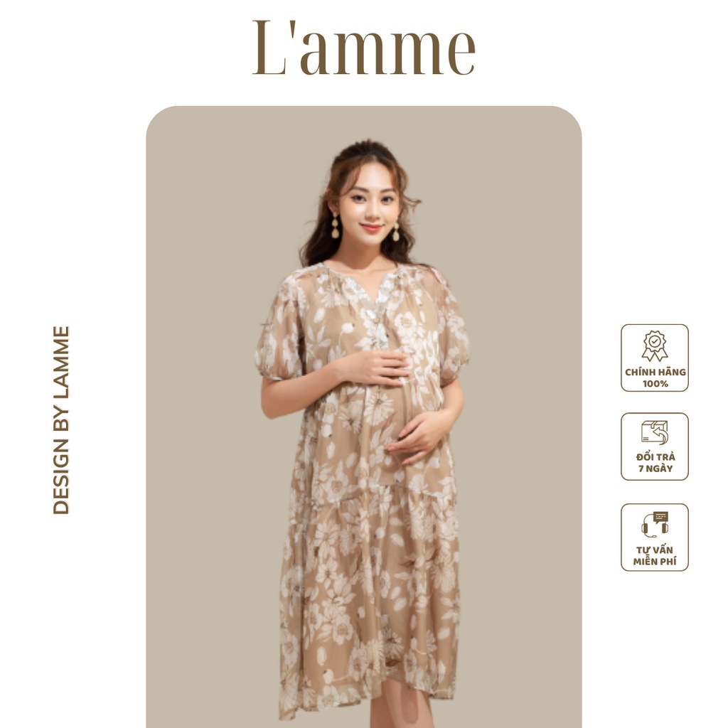 Đầm bầu hoa Gaia Dress chất voan nhẹ mát, bay bổng giúp che khuyết điểm thiết kế bới L'amme