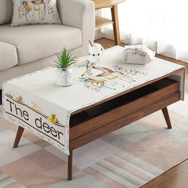 Khăn Trải Bàn Hình Chữ Nhật Bằng Vải Cotton Và Lanh Chống Nước Có Hộp Đựng