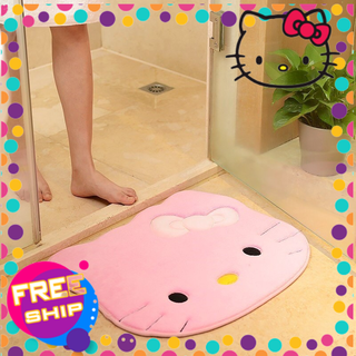 Thảm nỉ lông hình mặt Hello Kitty hồng