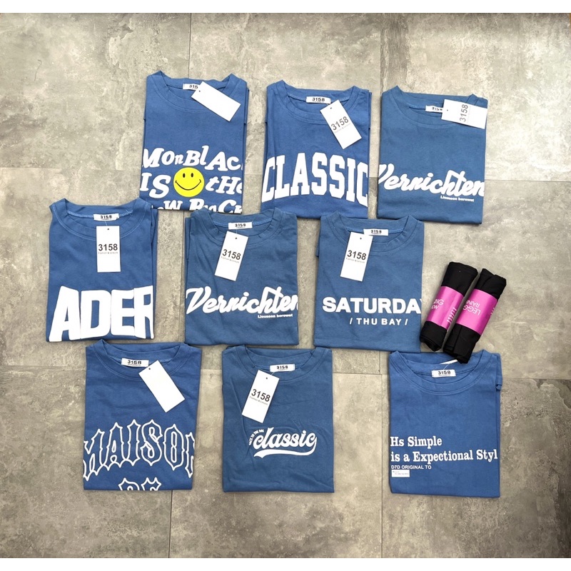 Áo phông tay lỡ 3158 Quảng Châu ( xanh da trời đậm )